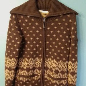 Athleta Teton Wool Blend Nordic Zip-Up Sweater Jacket Medium